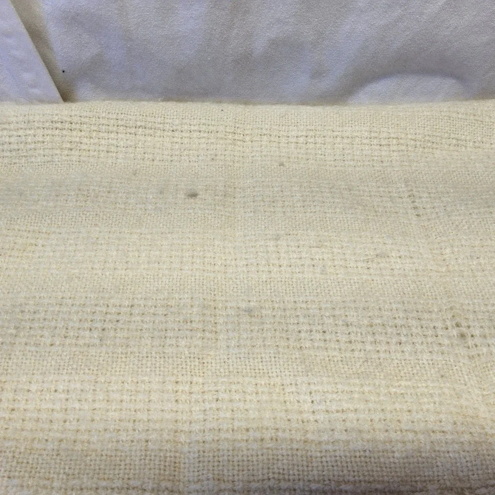Tulips & Ivory Throw Blanket Unisex Cream Wool Blend Embroidered Pink Floral USA